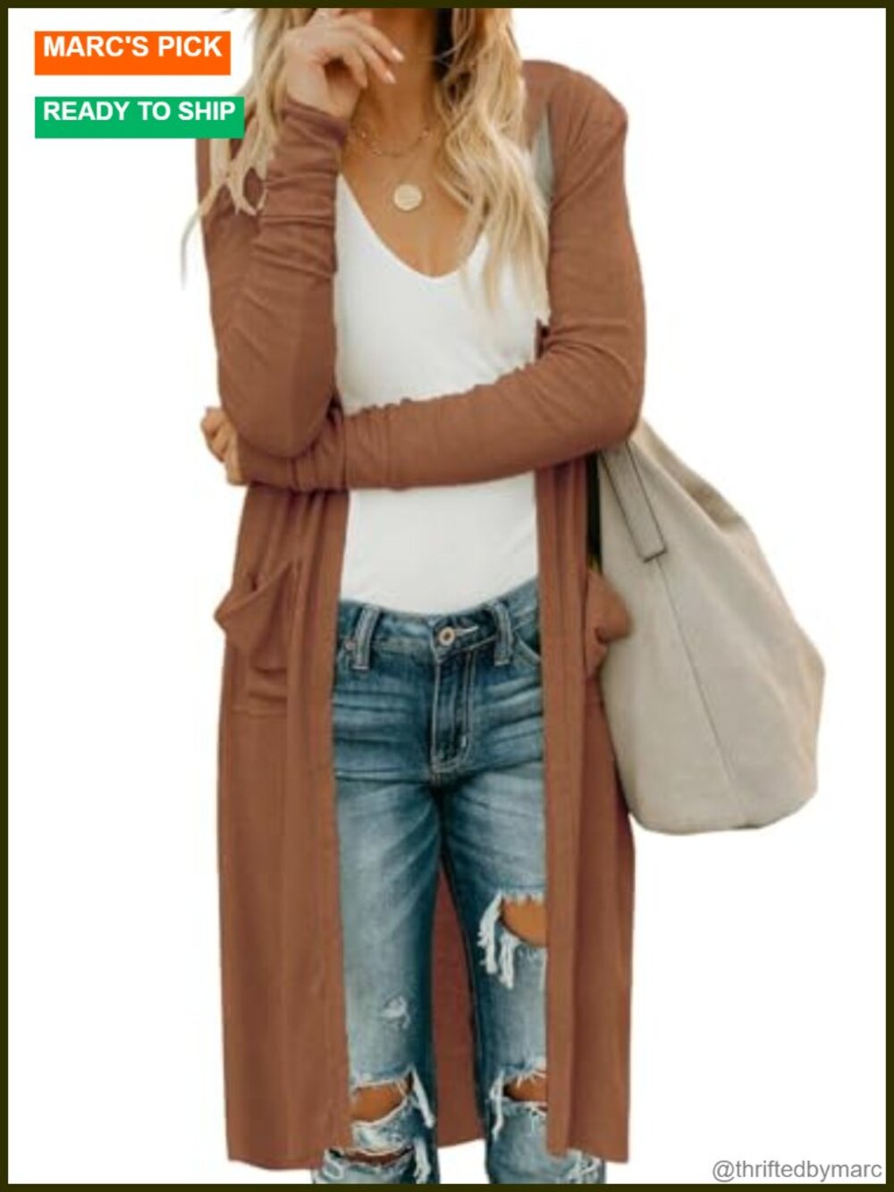 Women's Hooded Open Front Long Sleeve Lightweight Cardigan with Pockets
